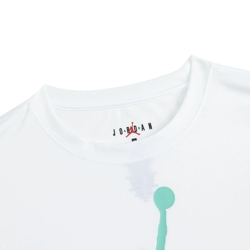 Jordan T-Shirt Trendy Versatile Short Sleeve Men Tops White Leaf-Green JD2422067