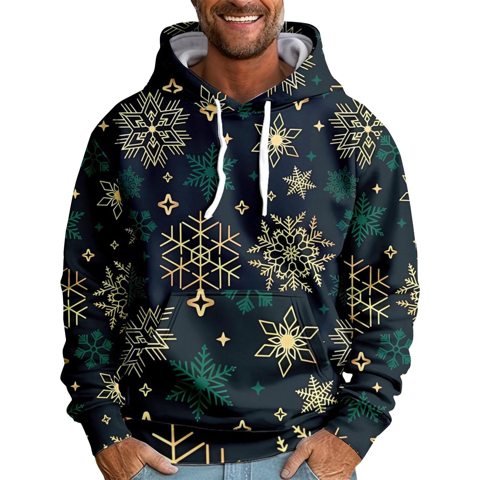 

Мужская свободная толстовка с капюшоном с рождественским принтом, мужская повседневная модная спортивная толстовка XXXXXXXXL золотой