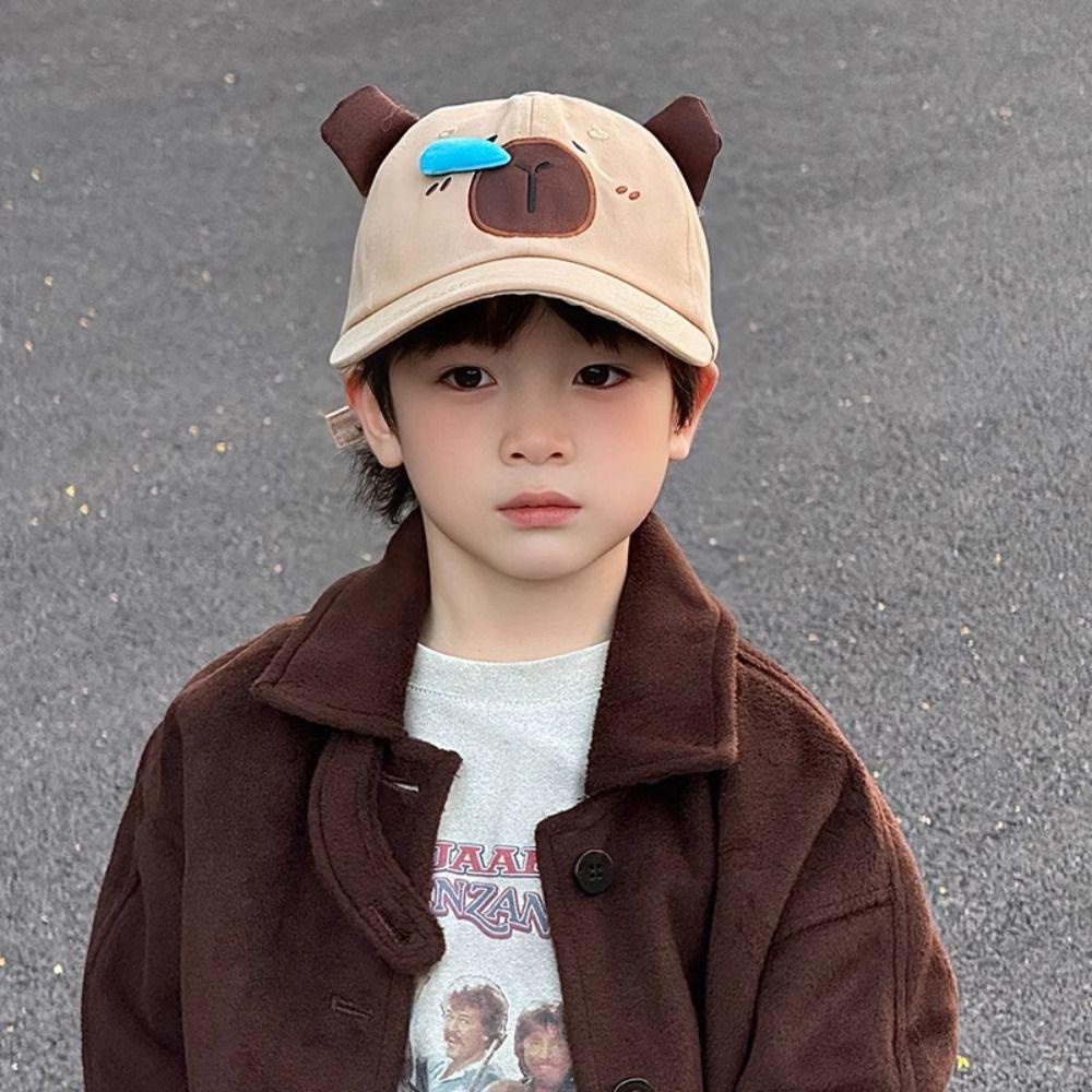 Korean Children’s Peaked Cap Snot Capybara Cotton Baseball Hat Cute Boys Girls Sunscreen Hat Outdoor