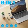 6 in 1 USB 3.0 Adapter External Installation TF SD OTG Card Reader USB C 2.0 Data Writer ABS Material for Laptop Mobile Phone