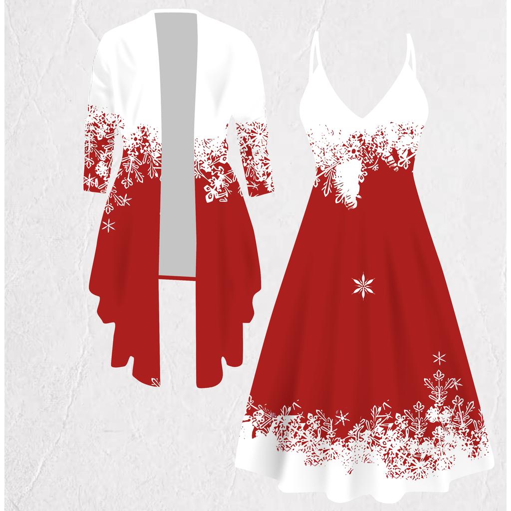 3D Snowflake Printed Set Dress Coat for Valentine's Day, Eccentric Classical Totem Fashion Print,suitable for Various Scene Fashion Styles