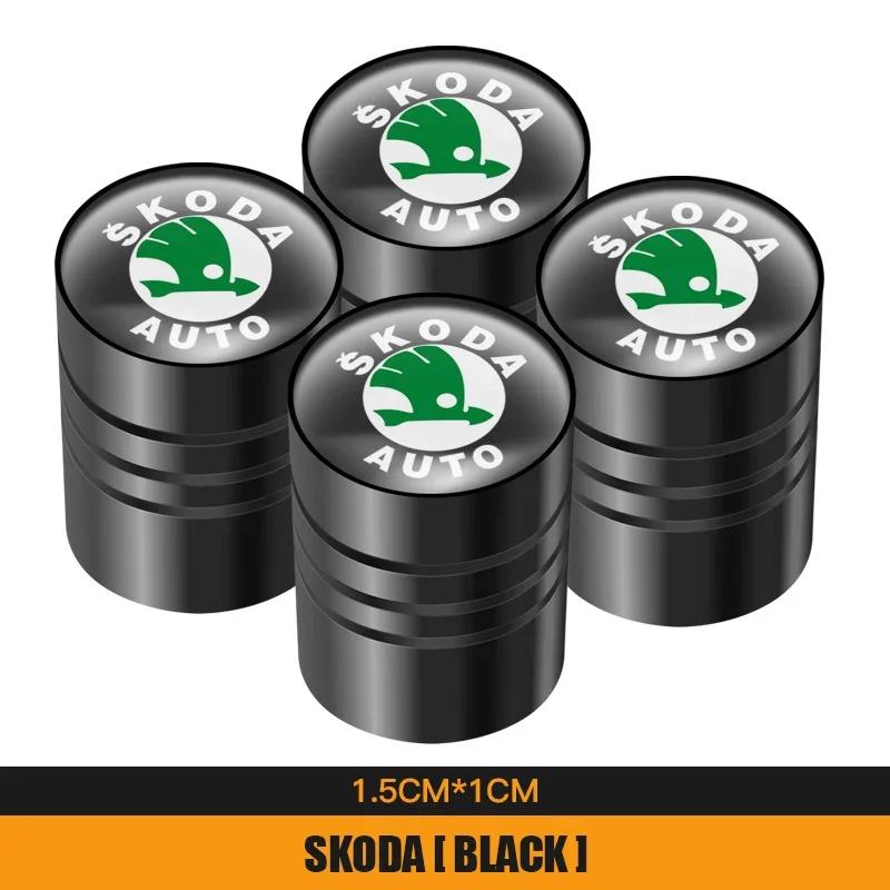 Car Sticker 2025 Hot 4Pcs Car Metal Tire Air Valve Caps For Skoda Octavia Rapid Kodiaq Karoq Fabia Kamiq Superb Derivative Visio