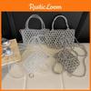 Transparent Bead Handbag With Bow Design And Top Opening For Daily Use