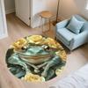 Frog and Flowers pattern round rug,Carpet Rug for Living Room Bedroom Sofa Playroom Decor,Non-slip Floor Mat,Holiday Gifts and Birthday Gifts