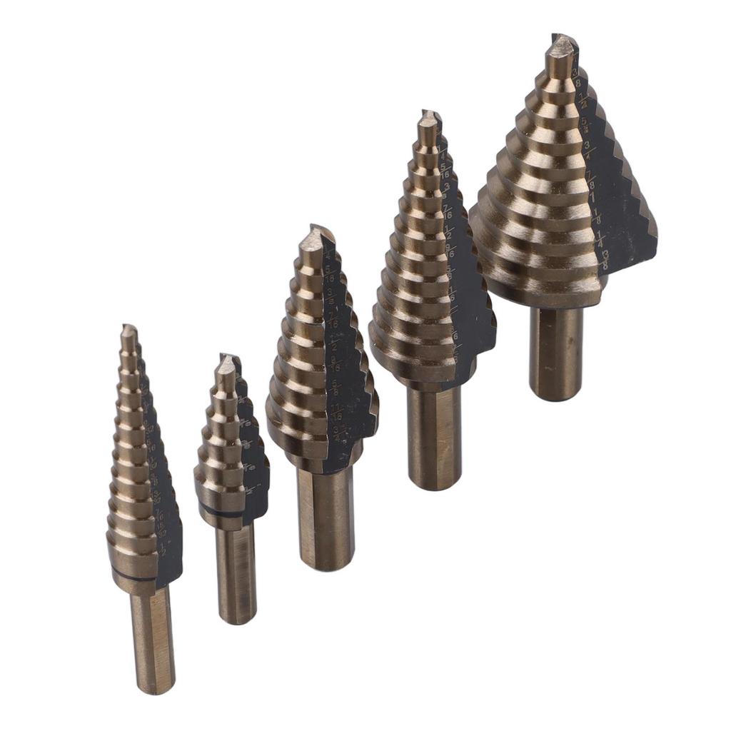 Set 5 buc Burghiu treaptă 316 la 1?Burghie Conice din Carbură de 38 Inch pentru Lemn Metal Plastic