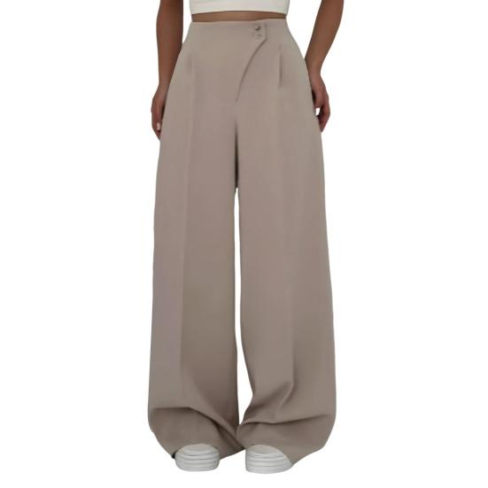 Women Suit Pants High Waist Straight-Leg Wide-Leg OL Commuter Style Casual