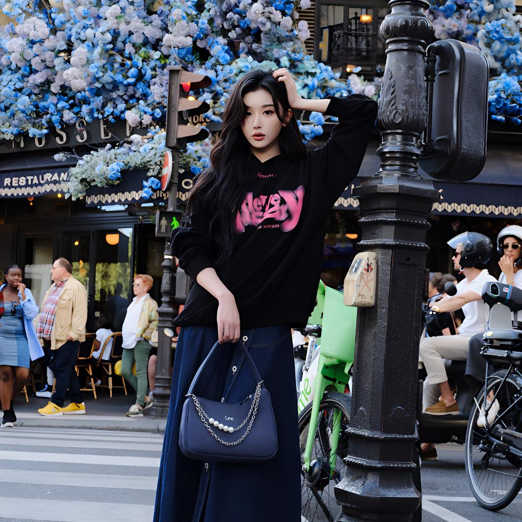 New Lee Fabric Portable Underarm Shoulder Bag Regular Women's Vintage Washed Blue LE220009M-503