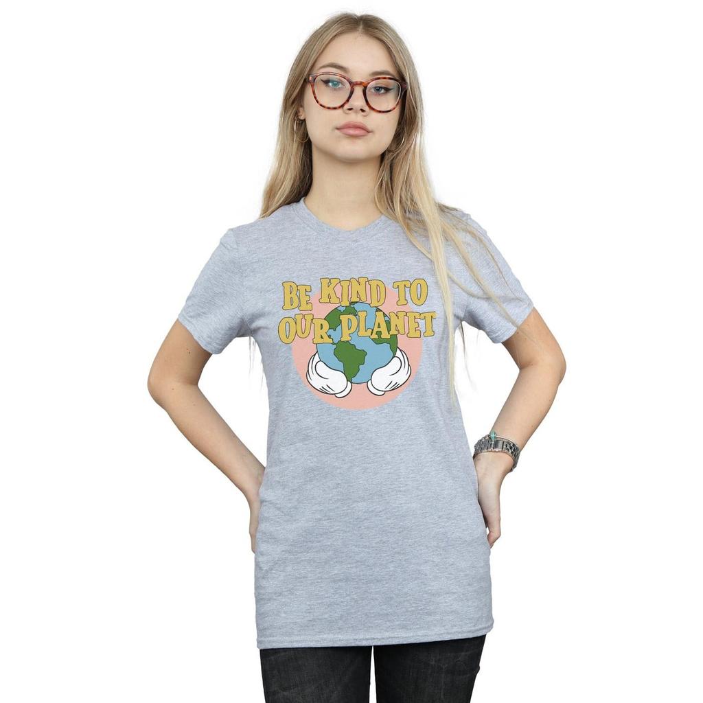 Disney Womens/Ladies Mickey Mouse Be Kind To Our Planet Cotton Boyfriend T-Shirt