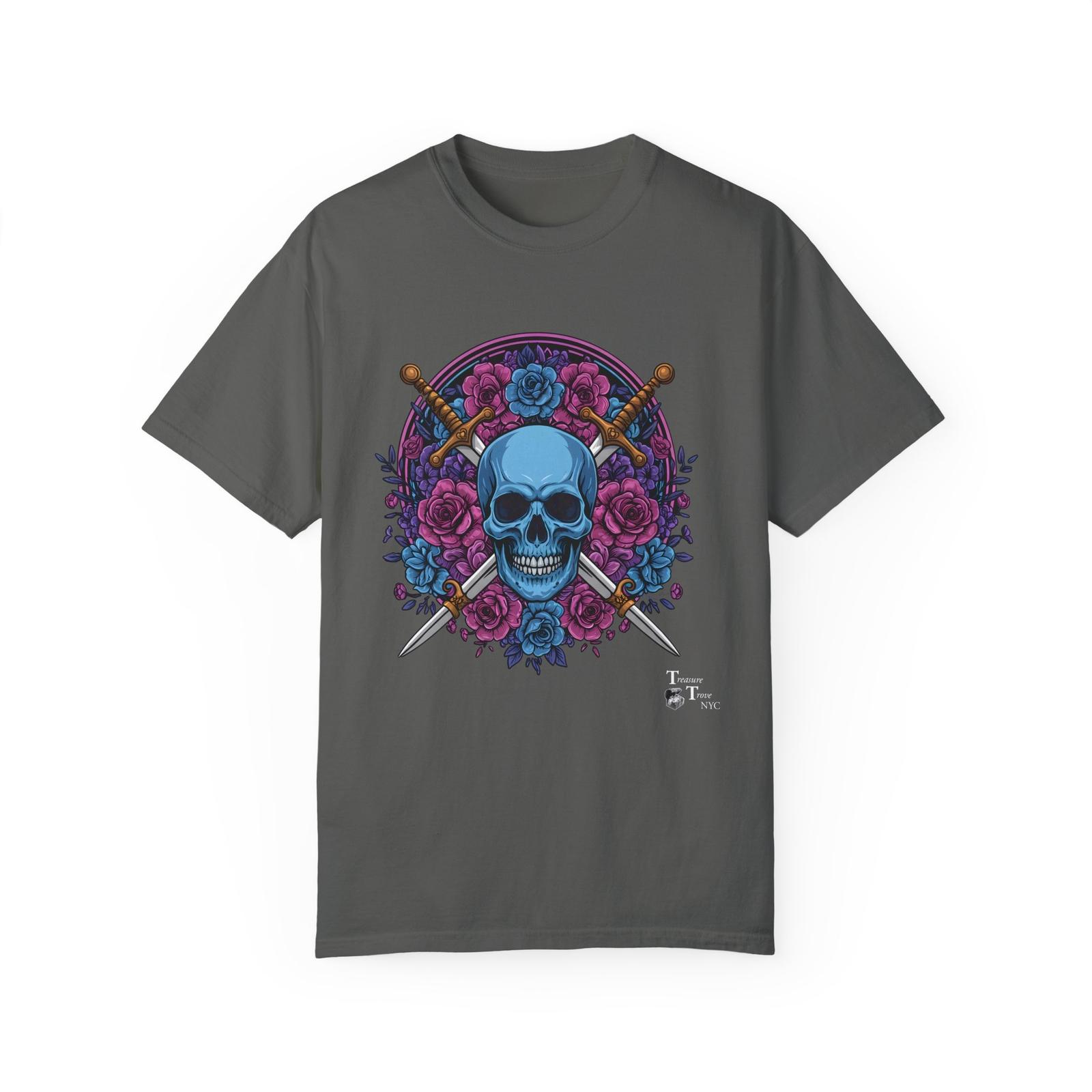 Psychedelic Skull Vibrant Floral Wreath for Colored T-shirt Design S разноцветный