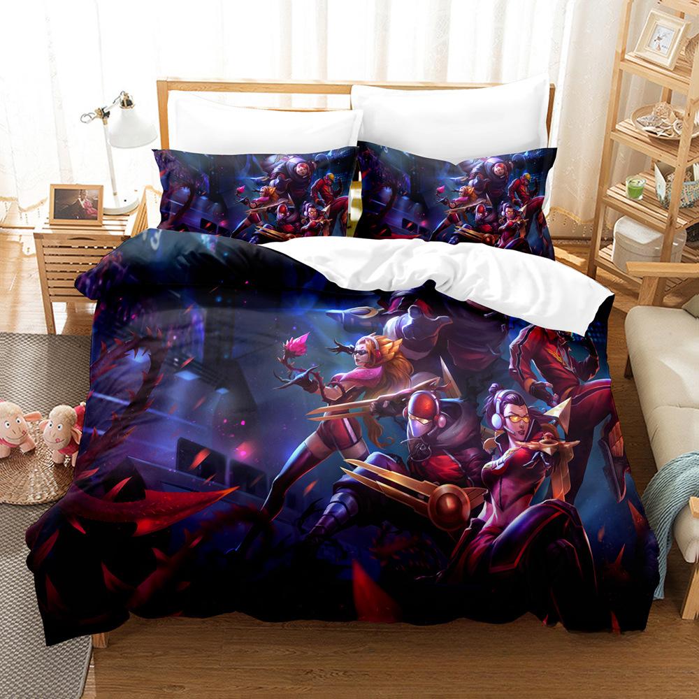 Comforter League Of Legends Lady Of Luminosity And Vn Design Quilt Set Three-Piece Lol Game Character Print Bedding King Size
