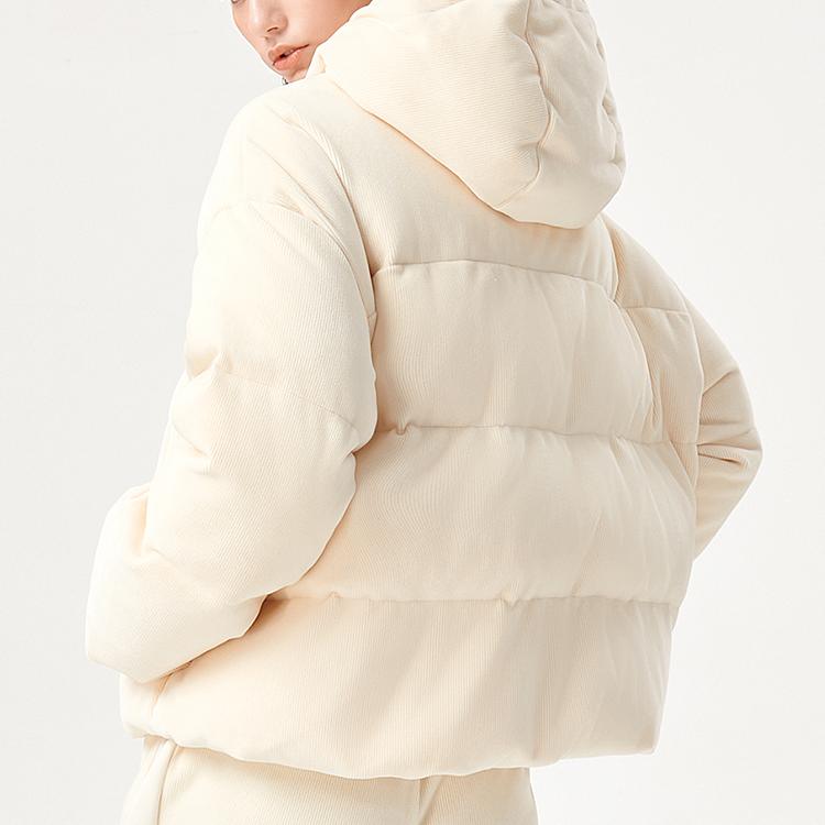 Fila Fusion Embroidered Logo Solid Color Warm Thick Hooded Down Jacket Women Outerwear White T11W142908F-IV