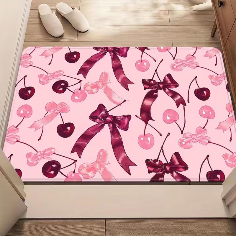 Tappetino Rosa a Strisce con Fiocco e Pois Tappeto per Pavimenti Rosa Girly Decorazioni per la Casa Tappeto Morbido Antiscivolo per Ingresso Camera da Letto