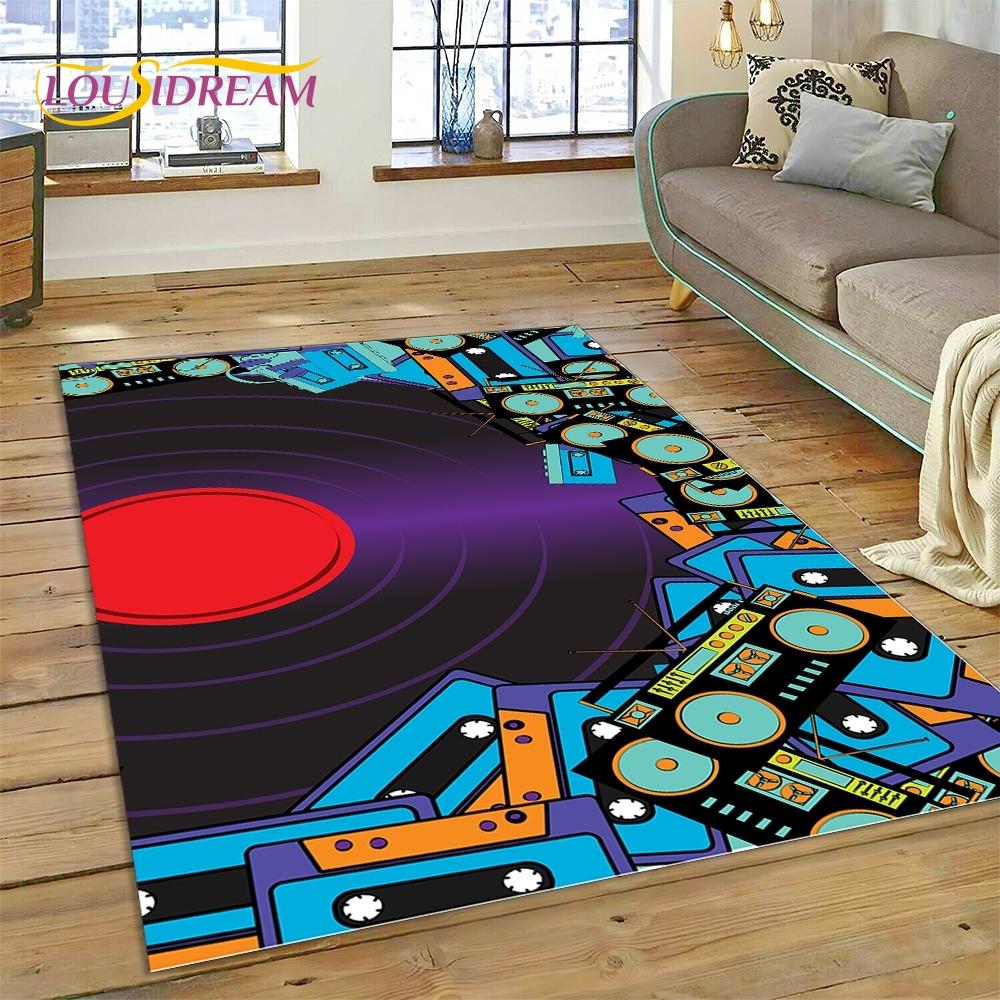 Płyta winylowa Muzyka DJ Ekran taśma Dywanik Dywan do Salonu Sypialni Dekoracja Domu, Mata Podłogowa Antypoślizgowa Dekoracja na Sofę Wycieraczka