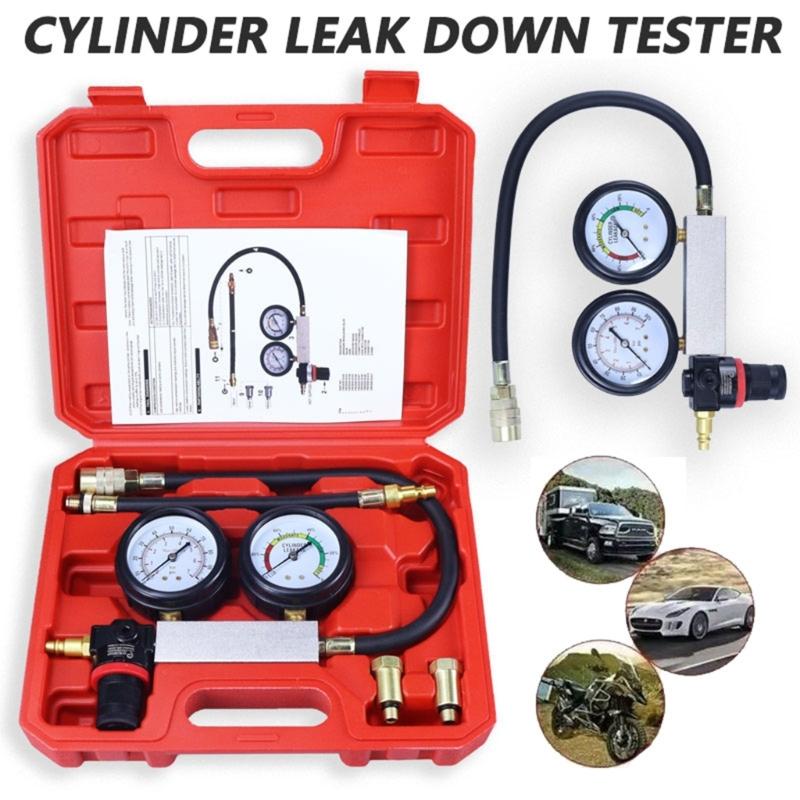 Cylinder Leak Down Tester for Car Truck Double Gauge Leakdown Detector Tool with Case Engine Compression Tester