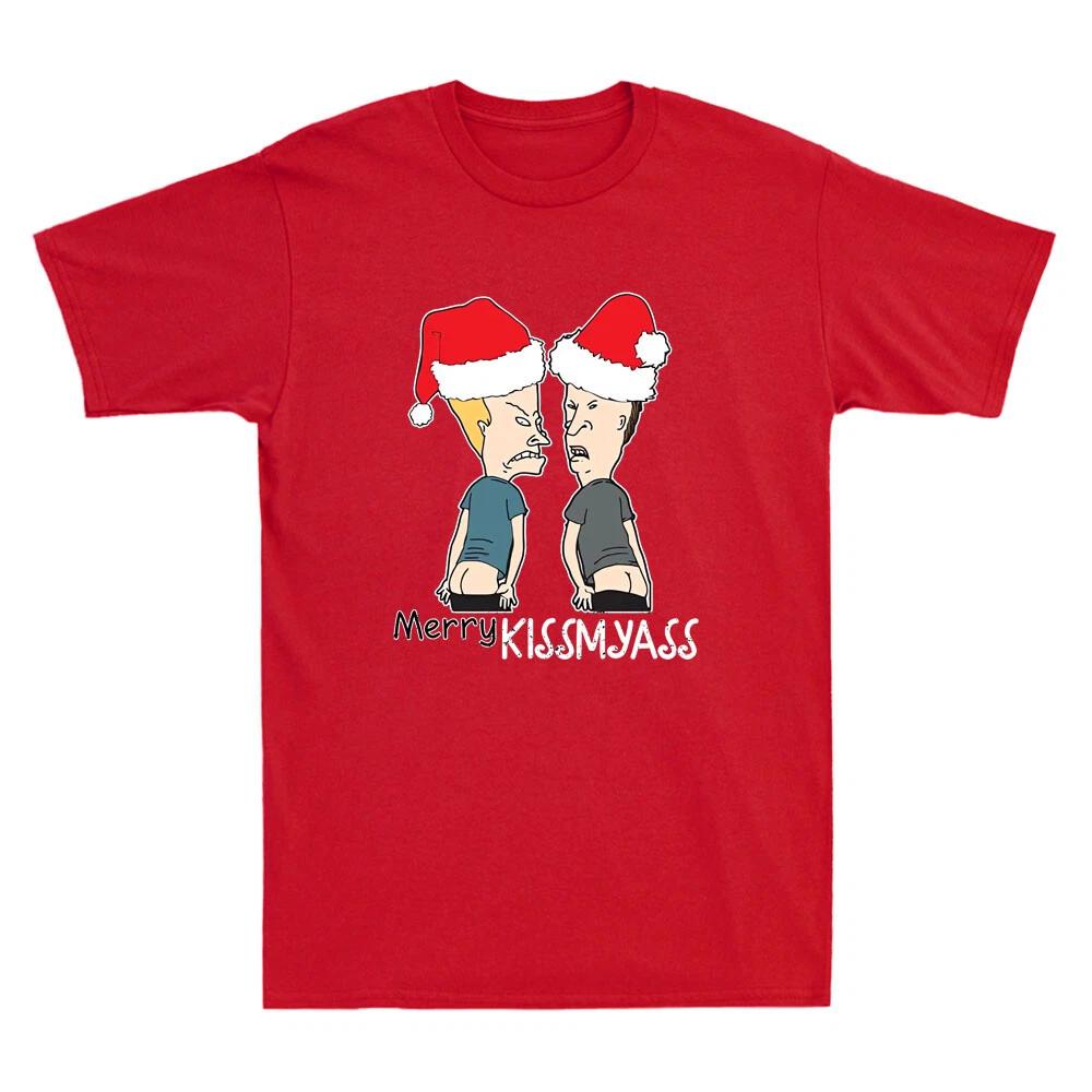 Beavis And Butthead Merry Kissmyass Funny Santa Claus Meme Vintage Men s T-Shirt 4XL