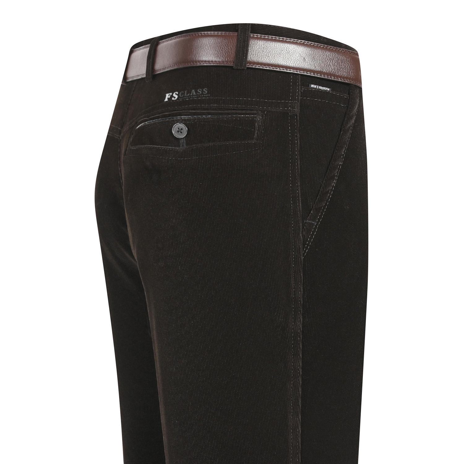 AI Supermarket Heren High-Waist Elastische Corduroy Broek - Casual Rechte Broek voor de Herfst Size 36 2 feet 9 waist donkere kaki kleur