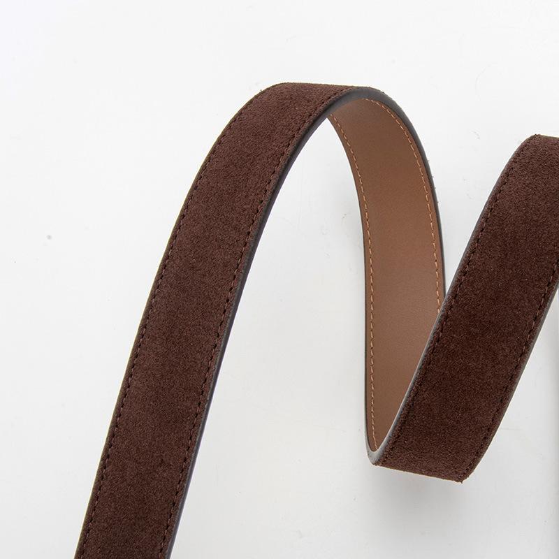 Frosted Reverse Velvet Leather Belt for Women High-end Simple and Versatile Skirt Pin Buckle Decorative Belt for Women