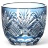 Mizukage Kiriko Glass Japanese Sake Diameter Flower and Arrow Ink Current Model J-kitchens Cup, Cup, 60xH50mm, 70cc, Design, Blue,