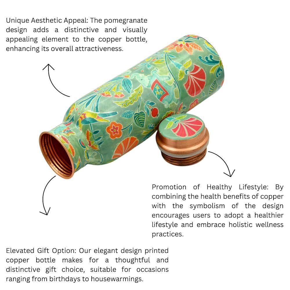 Copper Water Bottle 750 ML With Anti Oxidant Properties | Diwali Gifts for Family and Friends 100% Copper Water Bottle (Green, 750 Ml)