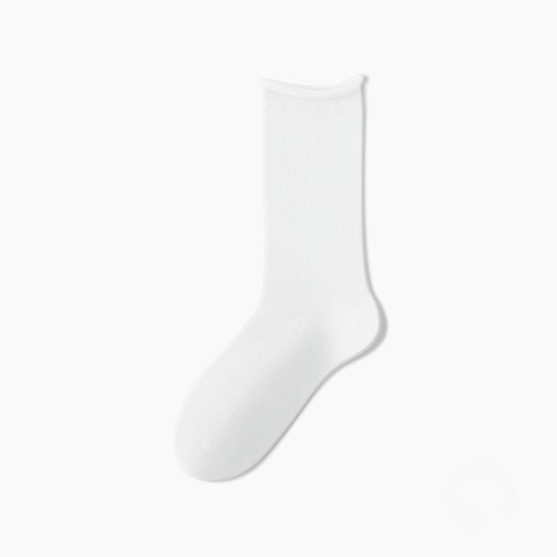 Female Spring and Autumn Pure Cotton Rolling Edge Sweat Absorbent Breathable Boneless Month In The Tube Pile Socks