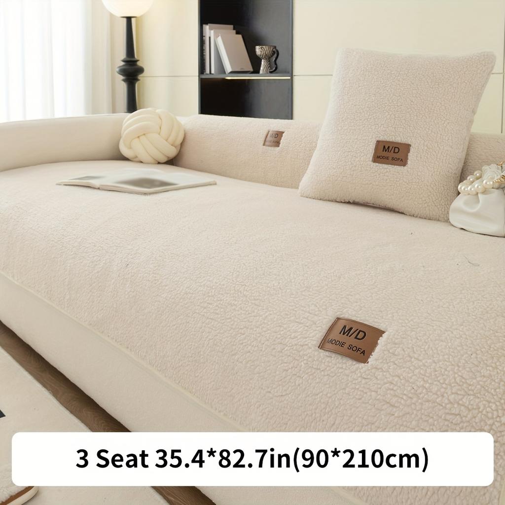 1pc Plush Sofa Slipcover/Pillowcase, Thickened Couch Cover Four Seasons Universal Furniture Protector for Bedroom Office Living Room Home Decor
