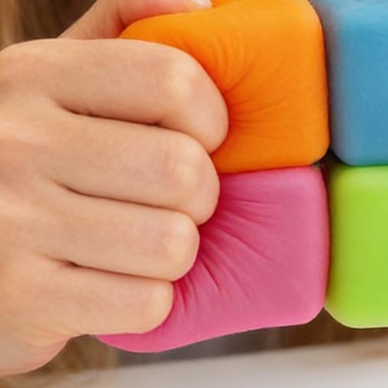4Pcs Flour Cube Squeeze Toy Soft Stretchy TPR Slow Rising Cube Sensory Toy Anxiety Relief Stress Ball Classroom Prizes Party Favors