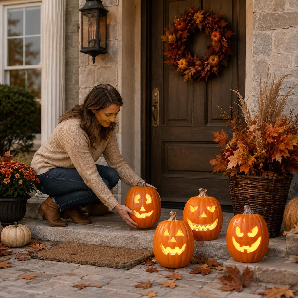 Large Glowing Halloween Pumpkin Decoration for Indoor Outdoor Yard and Store Scene Setup