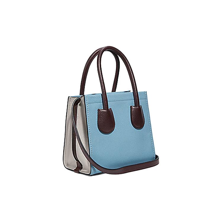 New COACH Cashin Leather Tote Bag, Shopping Bag, Handbag, Shoulder Bag, Crossbody Bag Small Women's Blue & Black 732-V5QVD