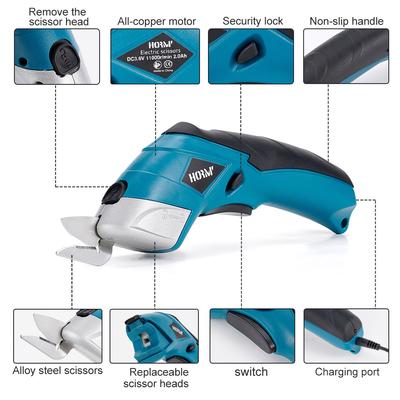 Cordless Electric Fabric Scissors Rechargeable Lithium Battery Tungsten Steel Blades Portable Cutting Tool for Leather Cloth