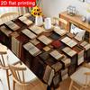 1pc Rustic Vintage Book Tablecloth - Textured Mosaic Design In Warm Earth Tones, Reusable & Easy To Clean for Scholarly Gathering, Indoor & Outdoor Pa