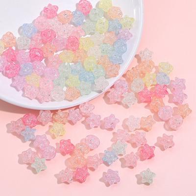 100 piezas de cuentas sueltas de fondo plano de imitación de vidrio para pulseras y collares, accesorios con forma de estrella de cinco puntas, materiales hechos a mano, bricolaje, moda
