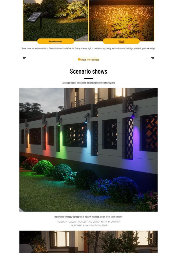 Rainproof Dual-Use Solar Spotlight for Garden and Lawn Decoration