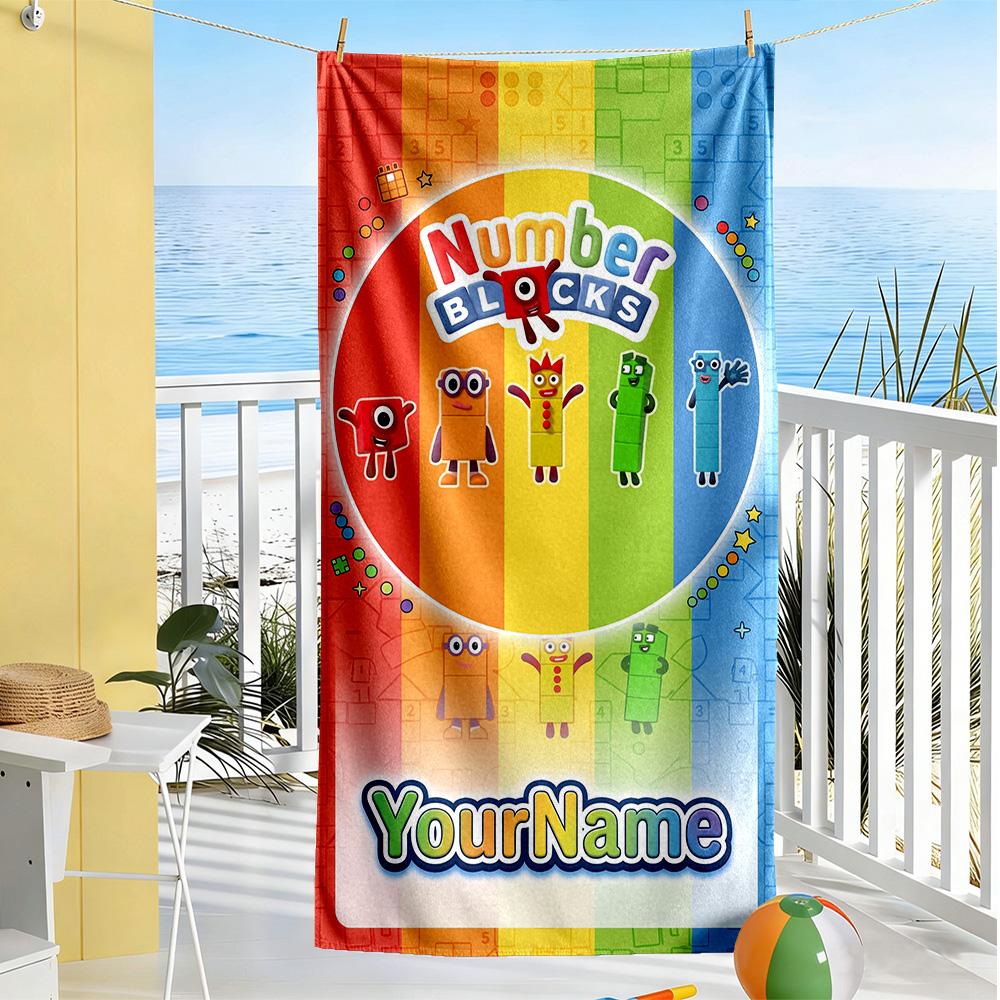 Numberblocks Personalized Text Beach Towel Soft Durable Quick-Dry