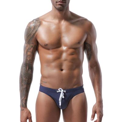 Men Summer Swimming Briefs Low-rise Drawstring Design Swimming Trunks Quick Drying Adjustable Waistline Swimsuit
