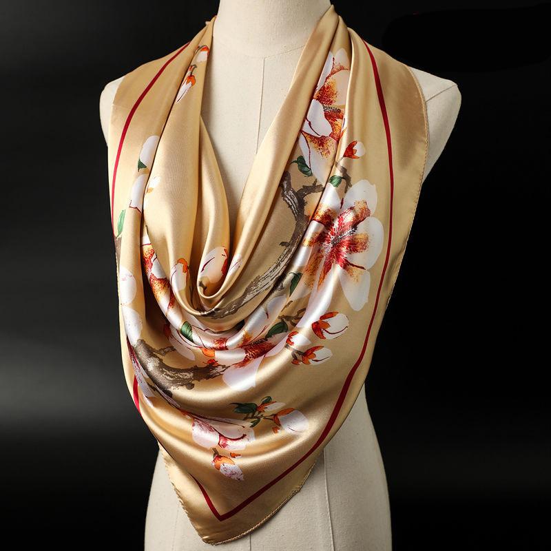 Vielseitiger Frühlings- und Herbstmode Dünner eleganter Damen-Seidenschal Atmungsaktiver Halsschal für Outdoor