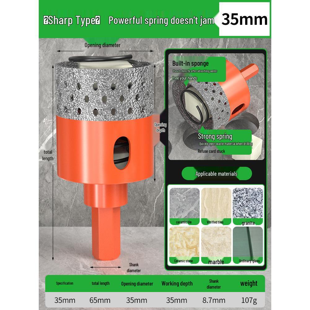 Baolian Dry Cut Hole Saw for Marble & Porcelain - Chip-Free Drilling Bit for Tile and Rock Slabs.