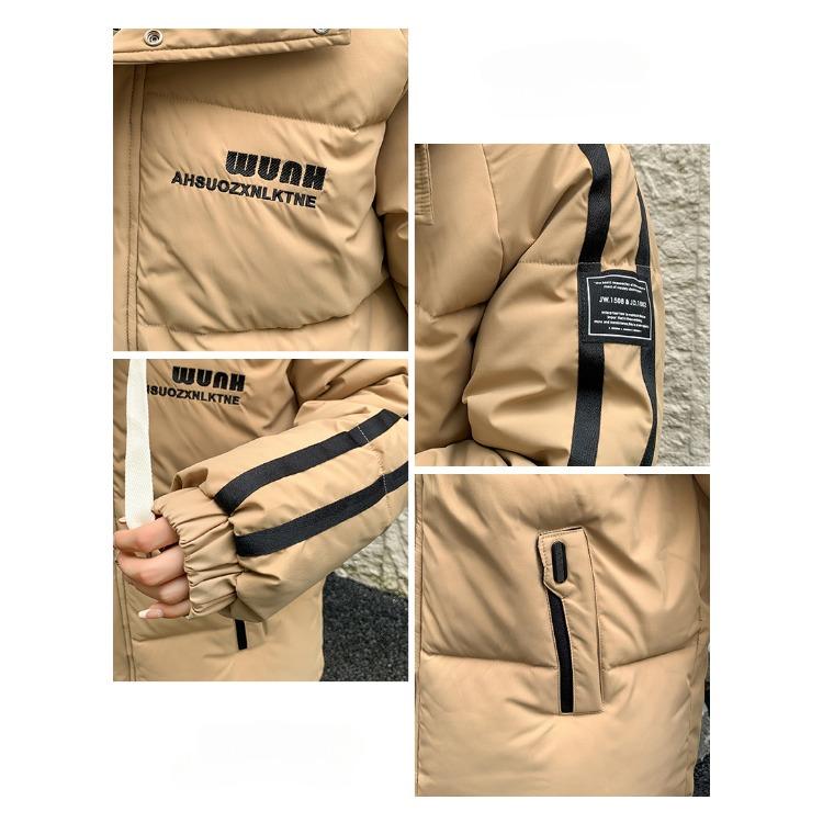 מעיל חורף מעובה לנשים עם צבעים מנוגדים, מעיל כותנה בסגנון קוריאני, גזרה קצרה, מעיל פוך דמוי שני חלקים