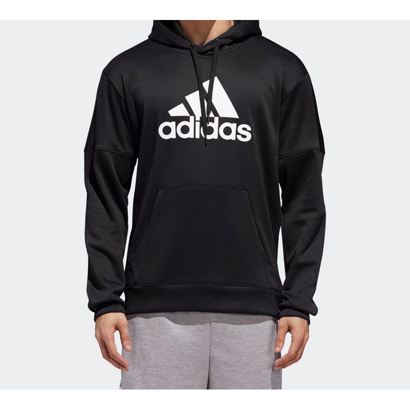 Adidas Logo Print Pullover Hoodie Men Sportswear Black DH9018
