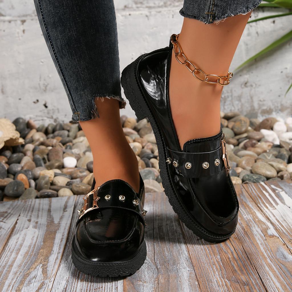 Small Leather Shoes Women's Black Single Shoes Foreign Trade with Autumn 2025 Spring and Autumn New British Style Shoes Trendy Doudou Loafers 100