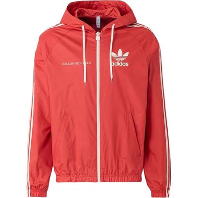 Originals Logo Print Gestreifte Zip-Up Langarm Kapuzen-Sportjacke Herrenjacke Rot HL9282
