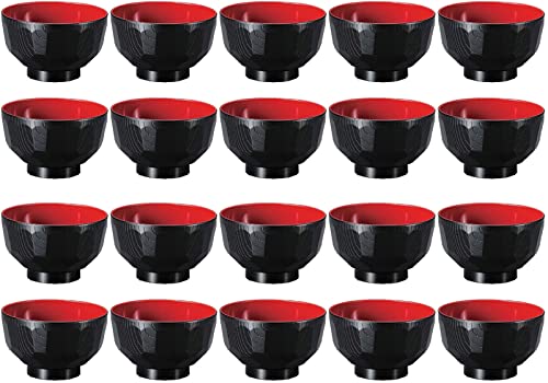 [Amazon.co.jp Exclusive] Fukui Craft [Commercial Set] Fukui Craft Ebisu Tortoise Shell Miso Soup Bowls, Made in Japan, Black with Red Interior, 110mm