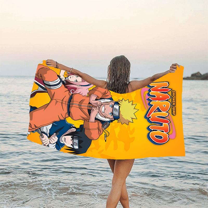 1pc NARUTO Beach Towel, Beach and Seaside Swimming Pool Equipment, Fashion Pattern, Rectangular, Travel Essentials