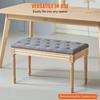 Upholstered Bench, 16"W Ottoman Bench, End of Bed Bench with Foam Padded Cushion and Rubberwood Legs, Tufted Footrest Stool Entryway Bench for Dining