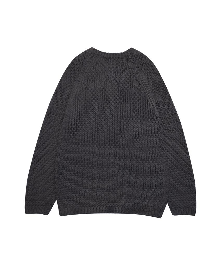 Mileko Turtle-Button Knit Cardigan Charcoal
