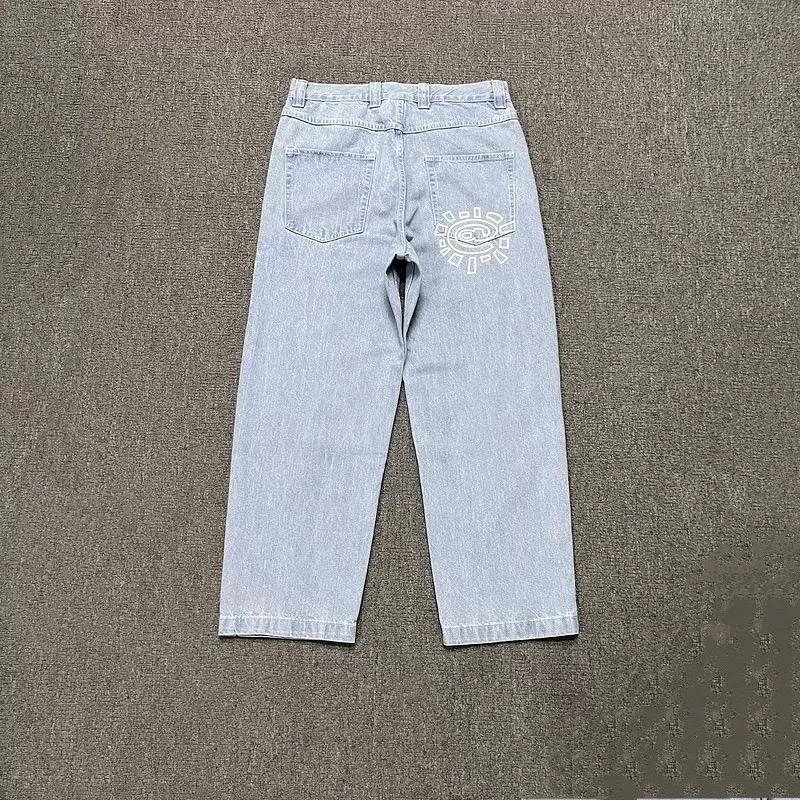 DRIPX High Quality Printed Embroidery Straight Jeans Black Pants Men Jeans Printing Trend Street Wear