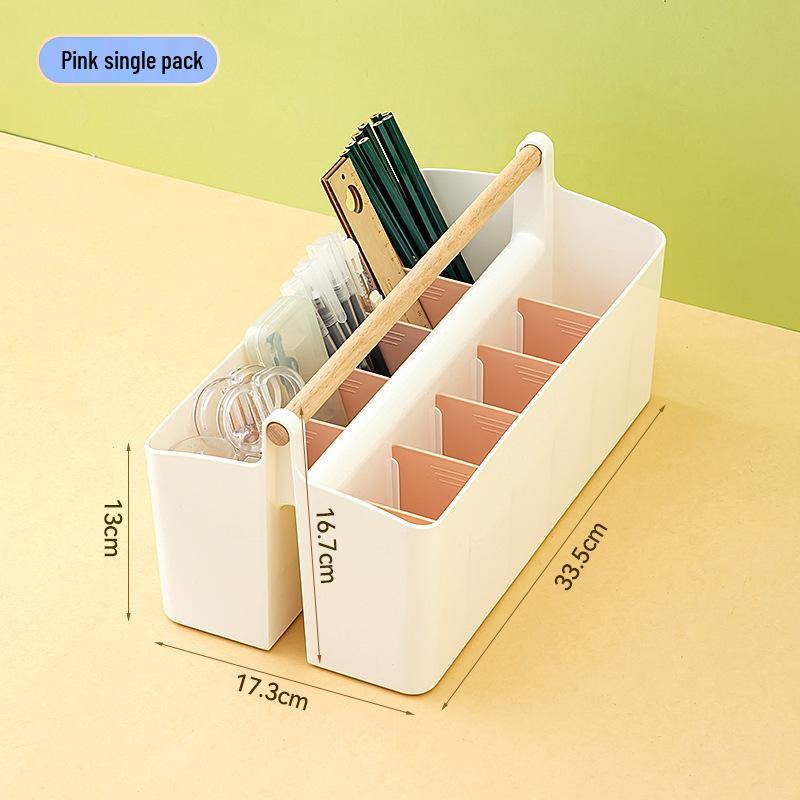 Handheld Colored Pencil & Marker Storage Box with Compartments – Large Capacity Pen & Brush Organizer for Students