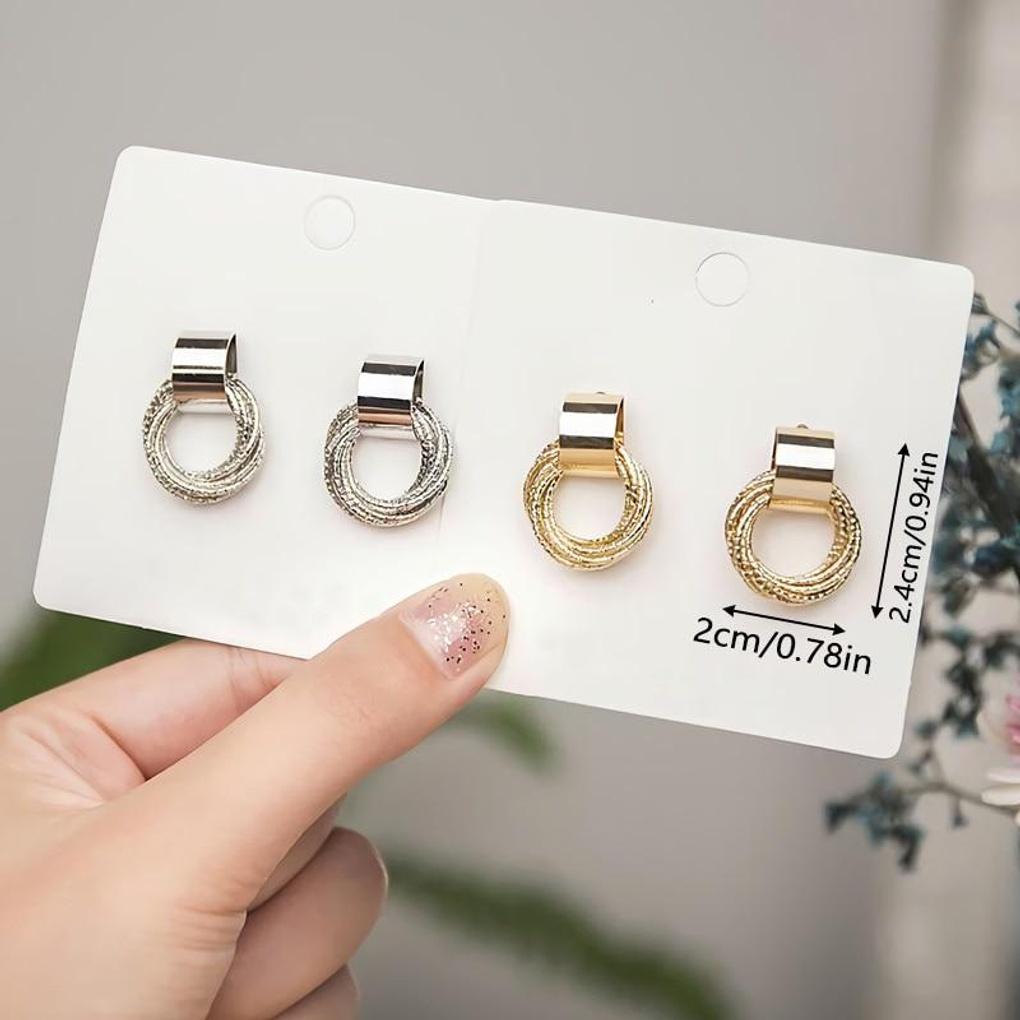 Women's Simple Punching Circle Wrap Vintage Layered Earrings