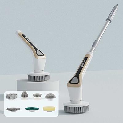 Wireless Handheld Multi-functional Electric Cleaning Brush with Long Handle, Retractable and Waterproof, for Cleaning Kitchen Dishes.