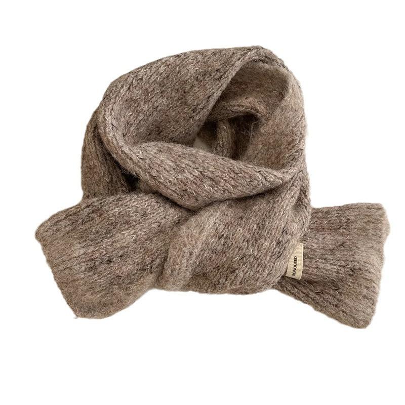 Colorblock Scarf for Women In Autumn and Winter New High End Warm Korean Style Versatile Knitted Hat Set Scarf