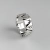 Vintage Adjustable Opening Mori Heart Shape Rock Texture Ring For Punk Hip Hop Woman Man Gift Couple Rings Party Jewelry